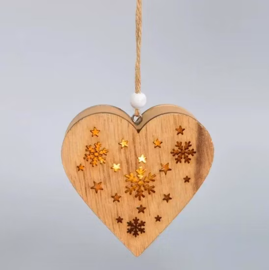 Colgantes de adorno, casas de pueblo colgantes artesanales de madera MDF con luces decorativas