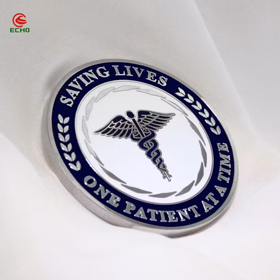 Moneda de artesanía de metal chapada en plata, venta al por mayor de China, monedas de madera Lincoln, logotipo personalizado, texto, moneda conmemorativa médica personalizada